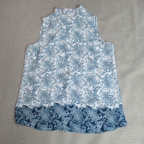 Laundry Shelli Segal Top Womens Large Blue Paisley Sleeveless Vacation Coastal - Picture 3 of 7